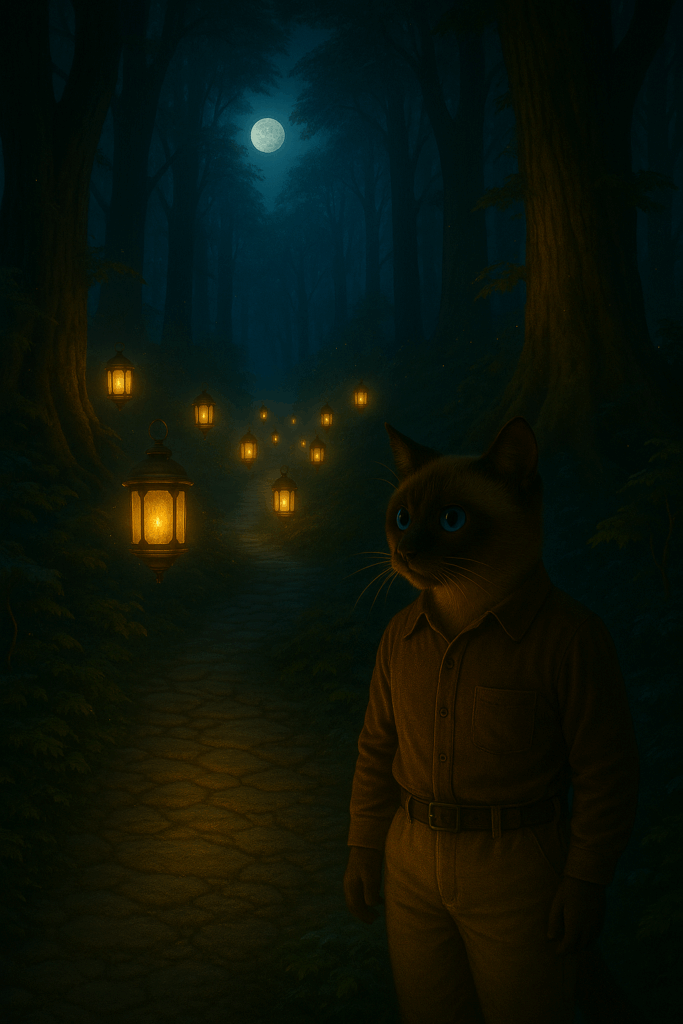 When the light finally faded, BongBong stepped outside once more.
The moon hung high, brighter than ever,
and his eyes glimmered with newfound resolve.
“I will uncover this secret… and I will protect the forest.”