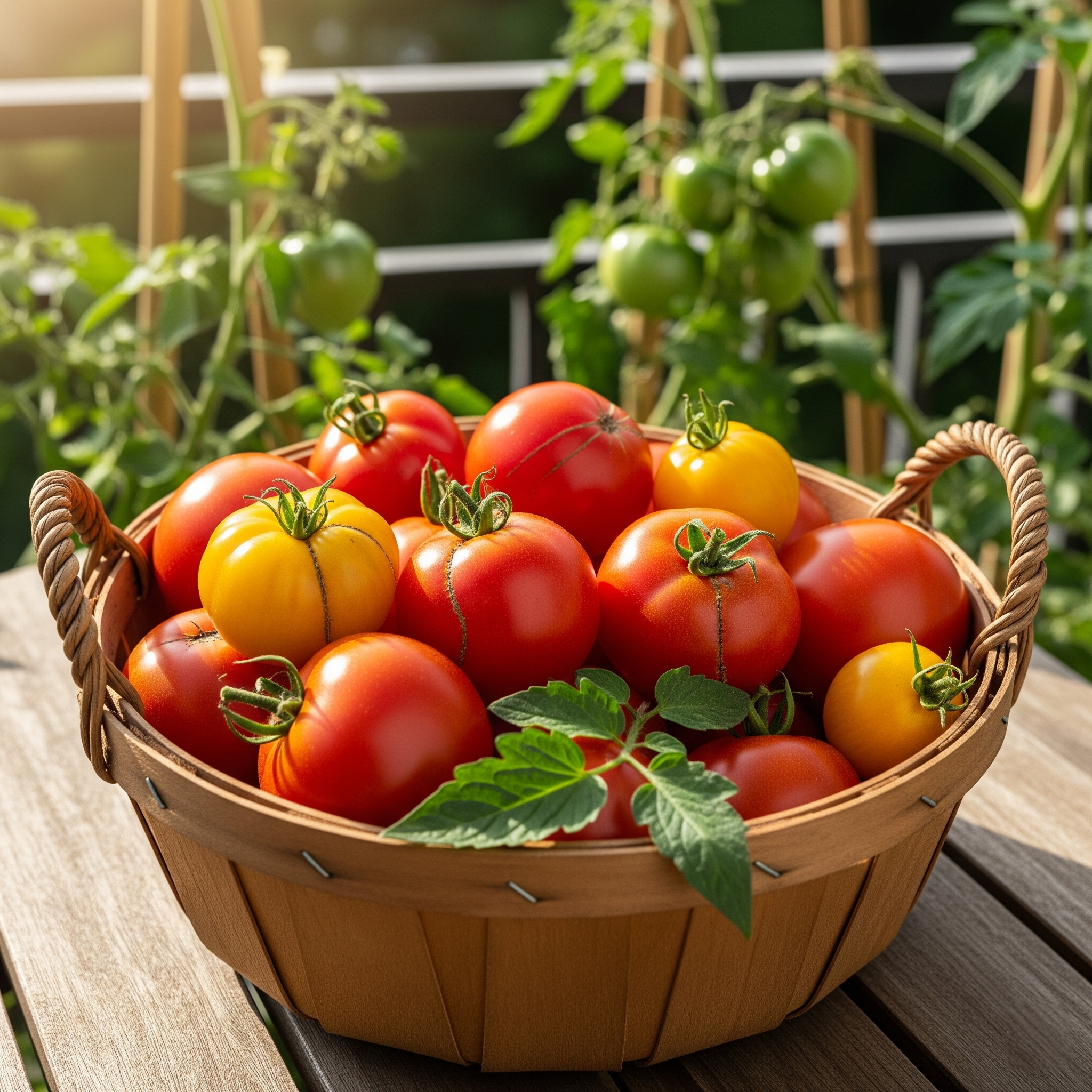 Homemade tomato paste spread on rustic bread with fresh basil and ripe tomatoes.